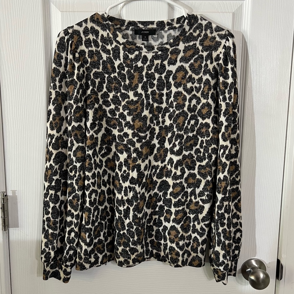J crew top leopard long sleeve soft size small